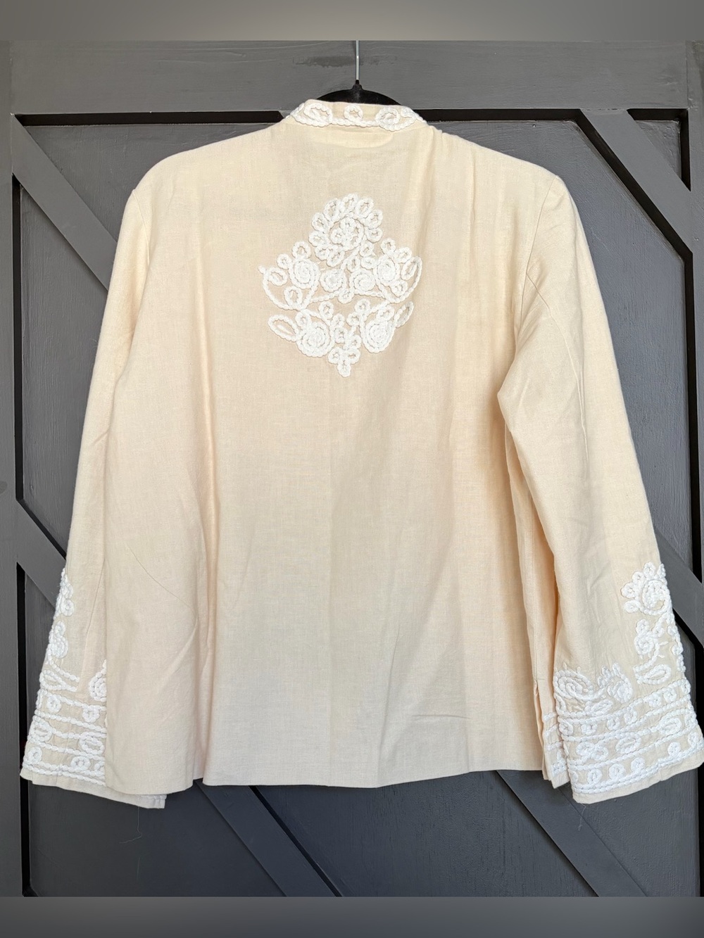 NWT Julia Amory Embroidered Linen Mandarin Jacket, Size Medium - Picture 7 of 10